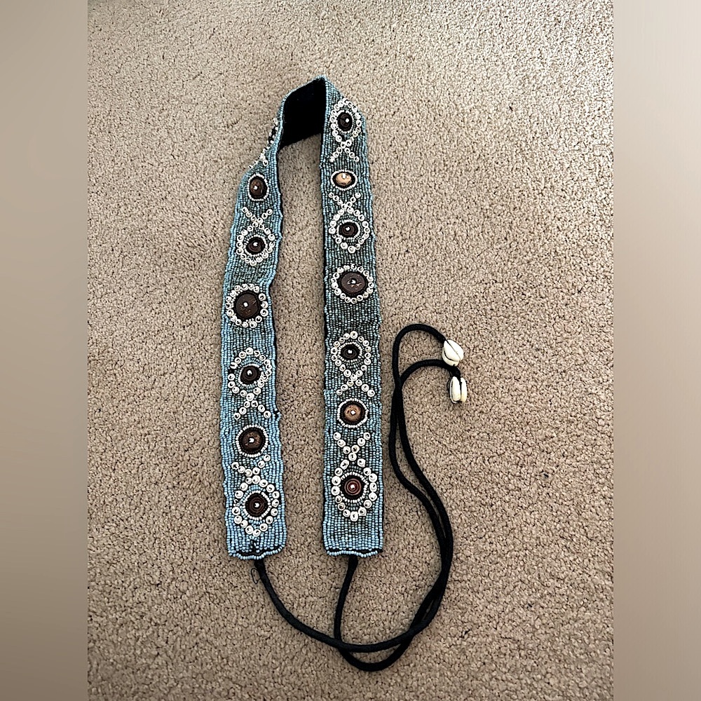 Hand beaded seashell belt